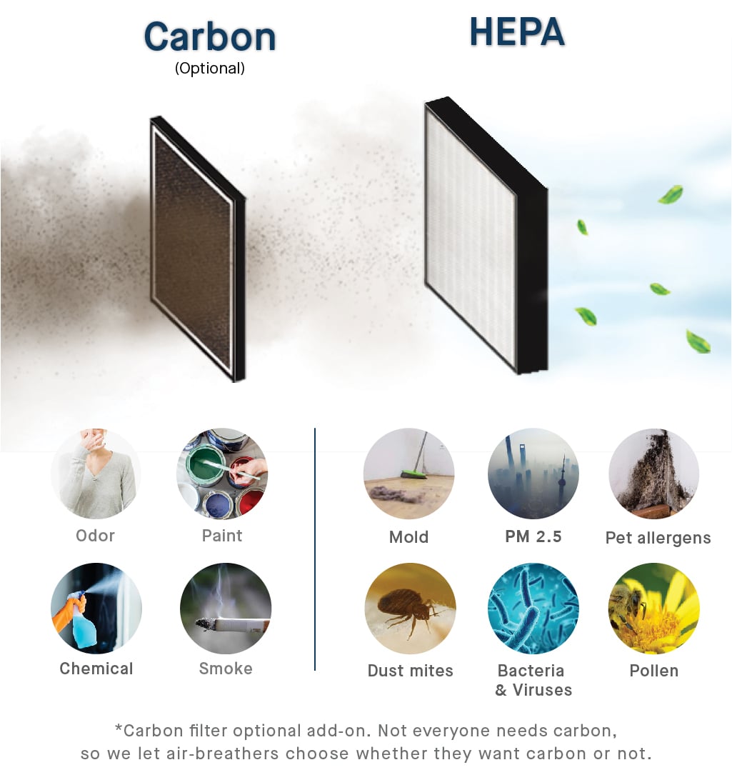 Smart Air Sqair (aka Smart Health S) HEPA + Carbon Filter Bundle ...